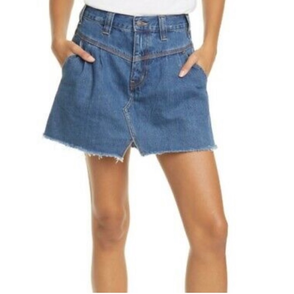 Free People Sidecar Denim Mini Skirt Size 28